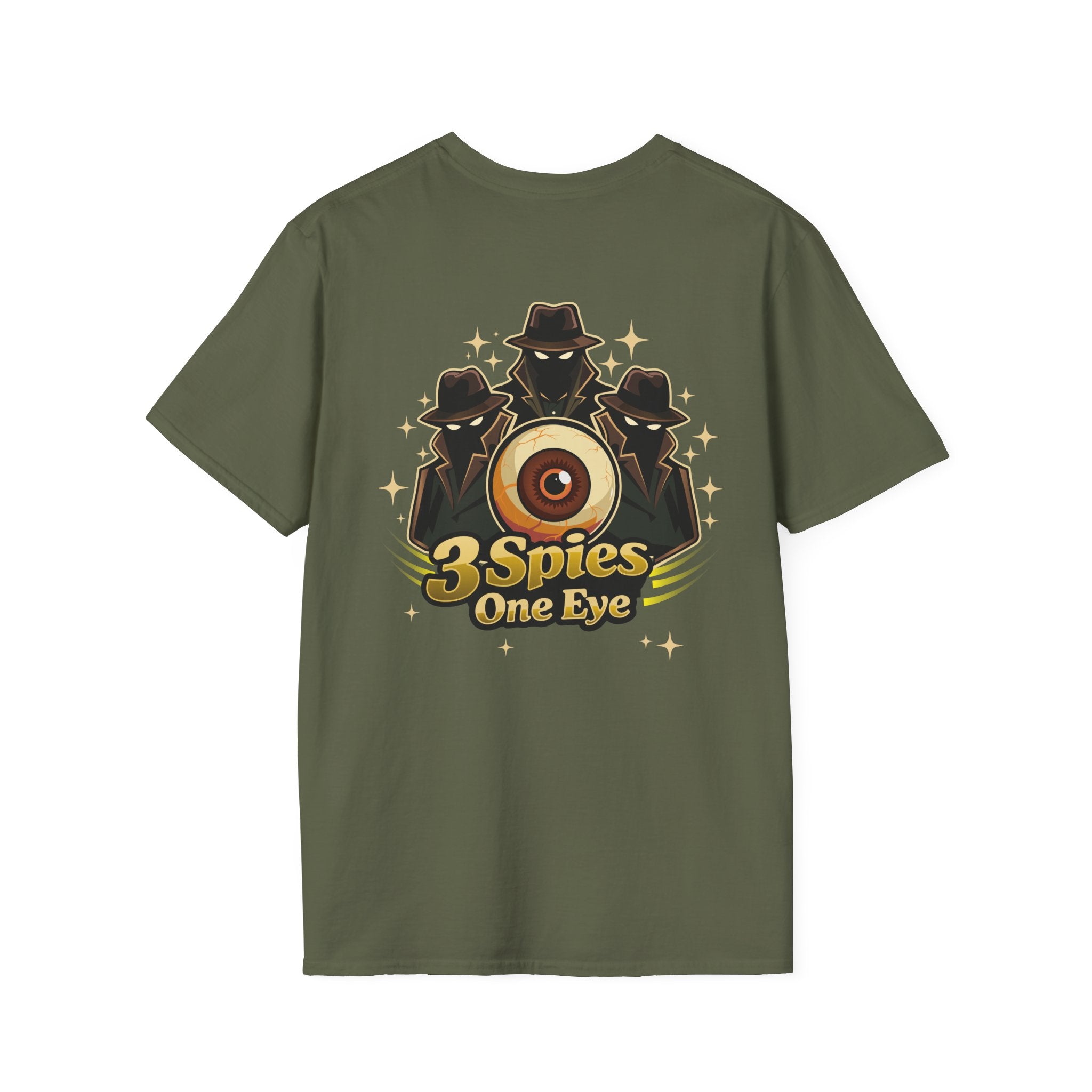 Graphic T-Shirt — '3 Spies One Eye' & Portrait Gaming Crew Tee
