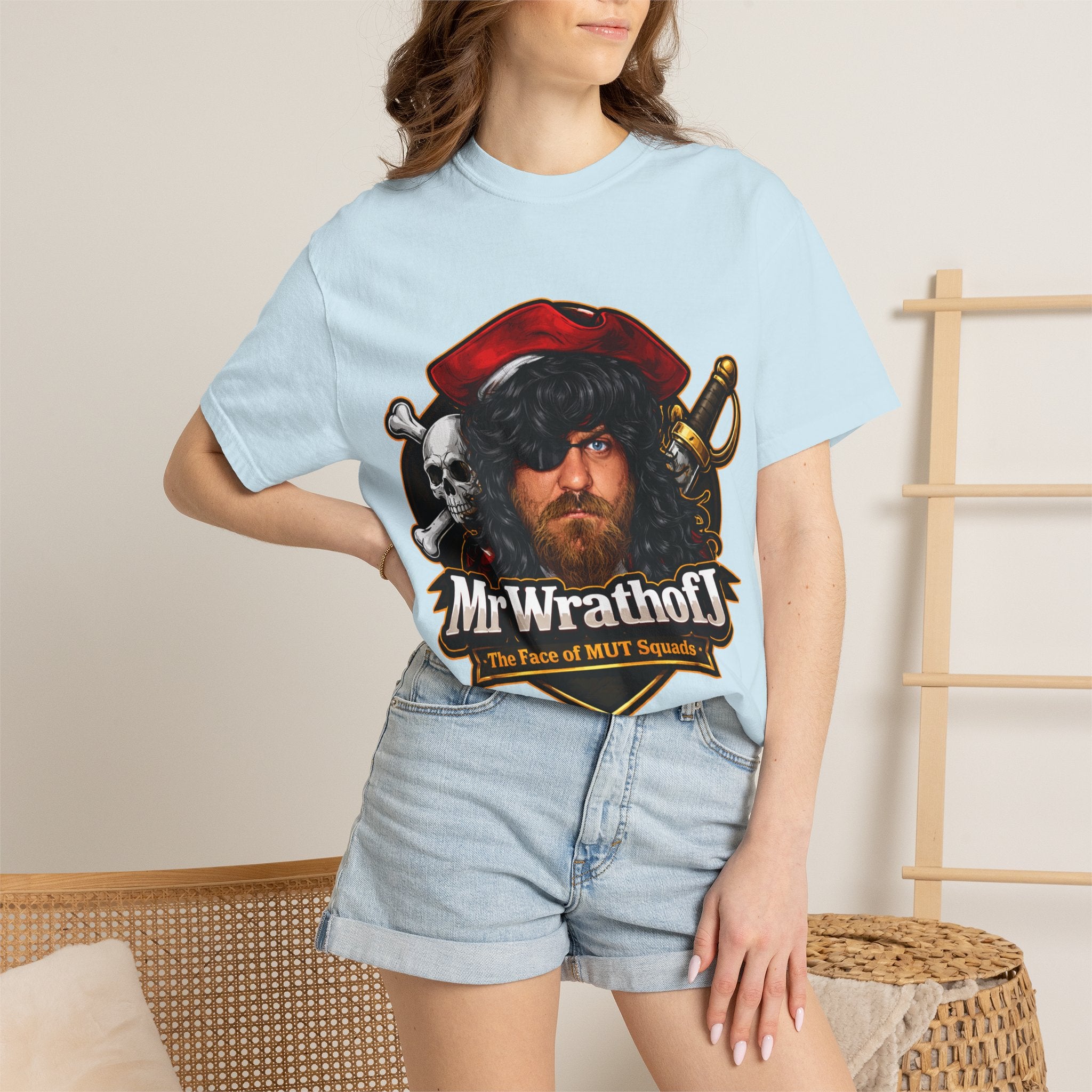 Pirate Portrait T‑Shirt — "MrWrathofJ" Retro Pirate Face Graphic Tee